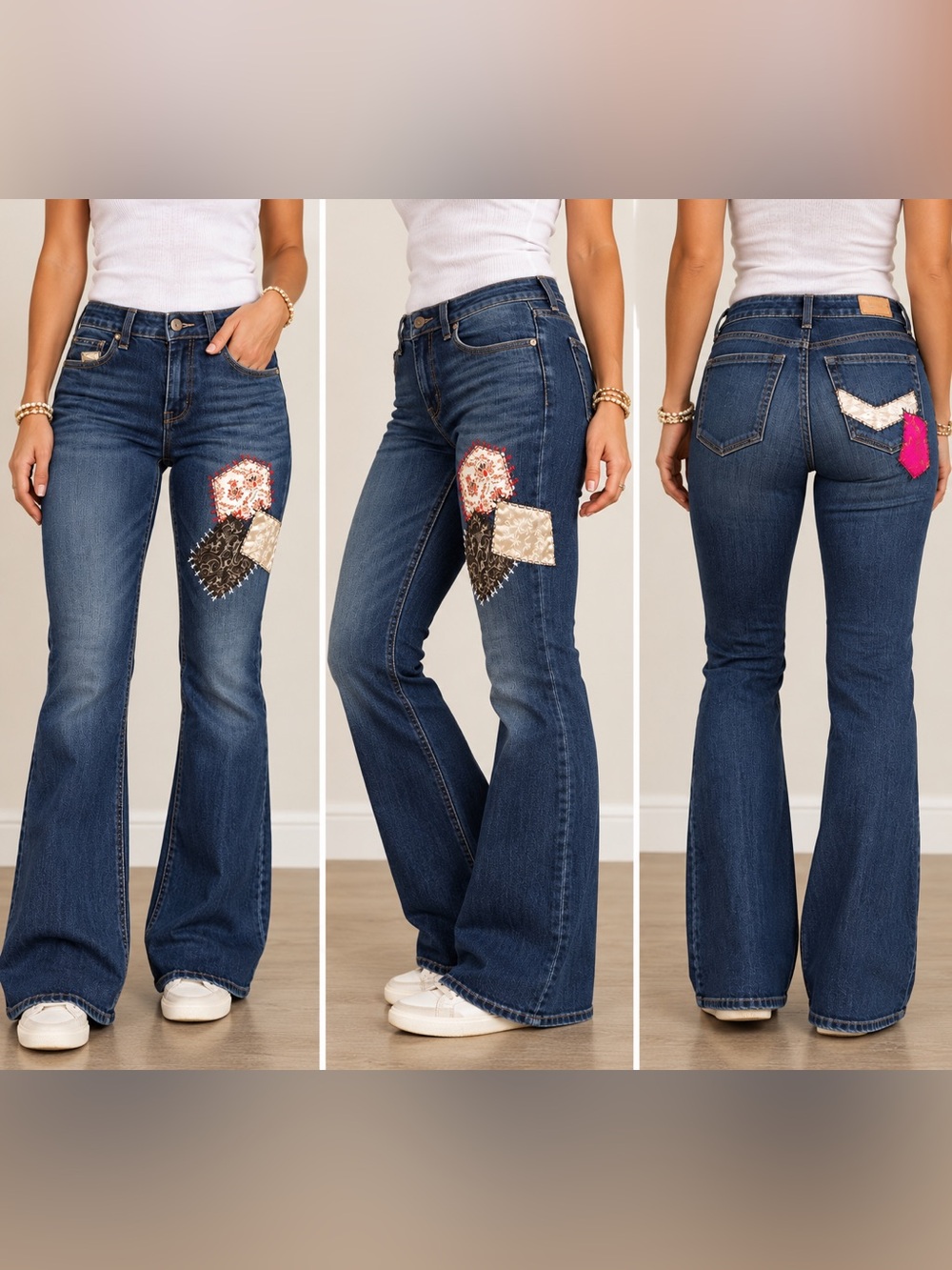 Adorable Paige Demin Jeans w/ Silk Patchwork